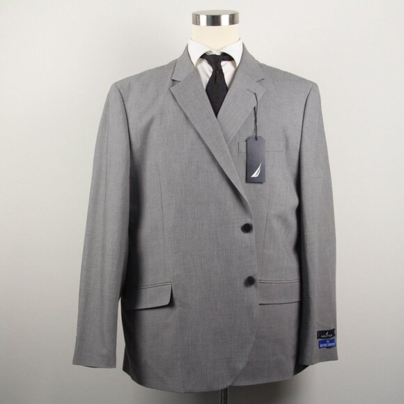 54R Nautica Men's 2-Pc Suit Modern-Fit Bi-Stretch Jacket Blazer Pants 47W E04471 - Picture 3 of 11